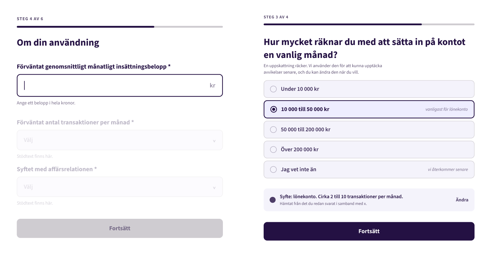 Två formulär sida vid sida som jämför hur dålig design och bra design skiljer sig åt.